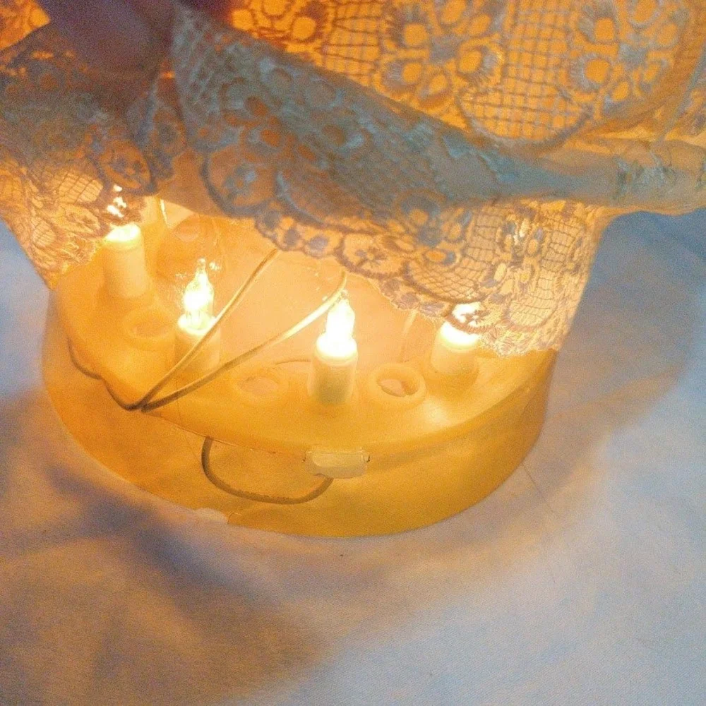 Vintage Angel Christmas Tree Topper Light Up Porcelain Lace Gown 12
